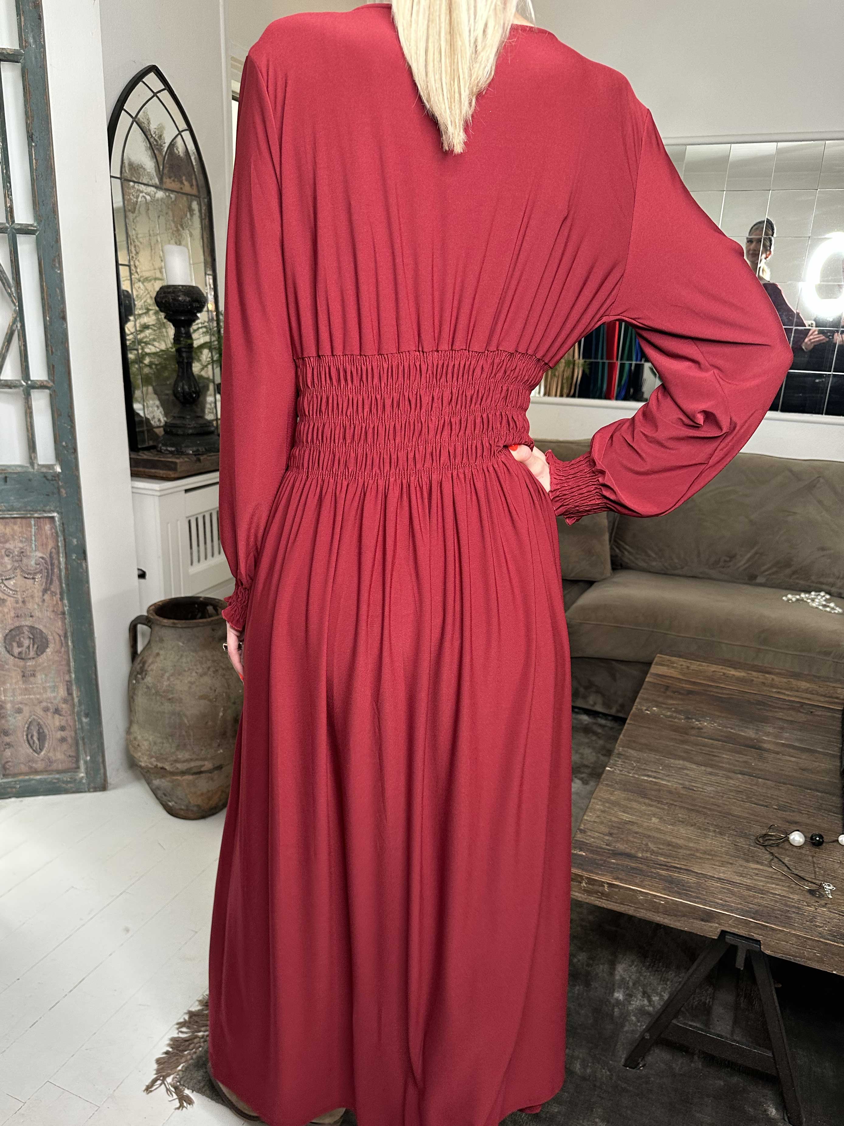 Pams Plain L/S - Elastisk klänning med smock och långa ärmar